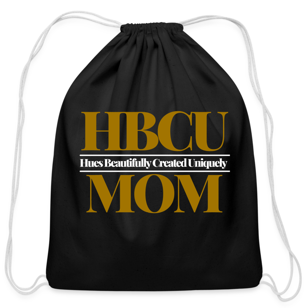 HBCU Mom Cotton Drawstring Bag - black