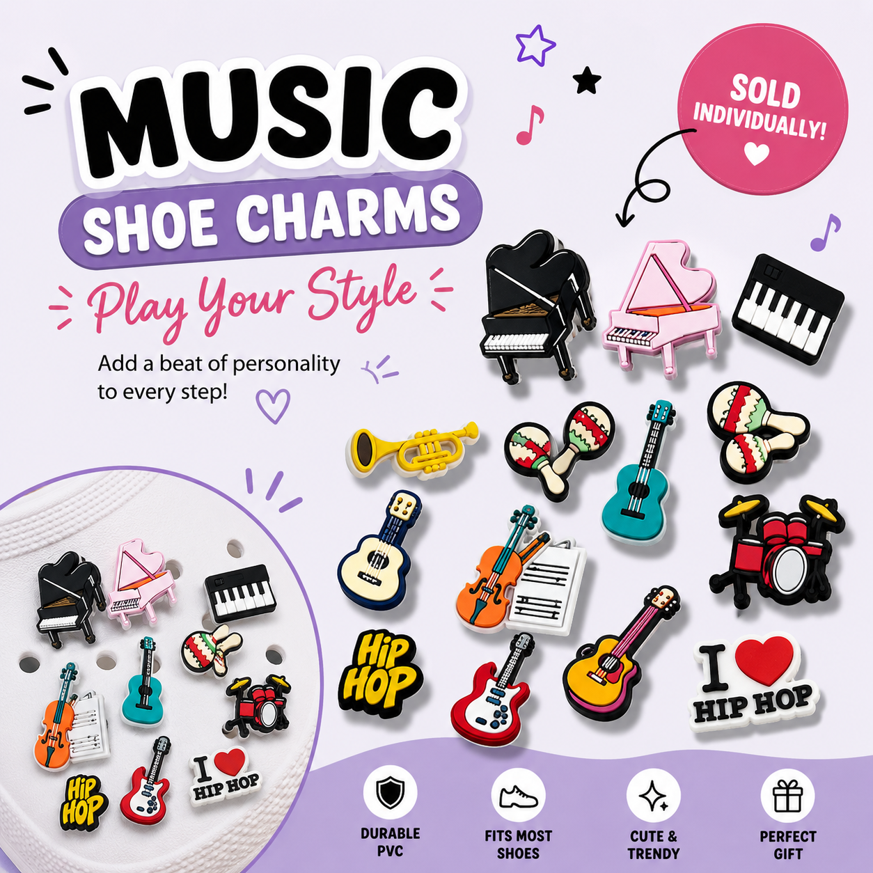 Music Shoe Charms