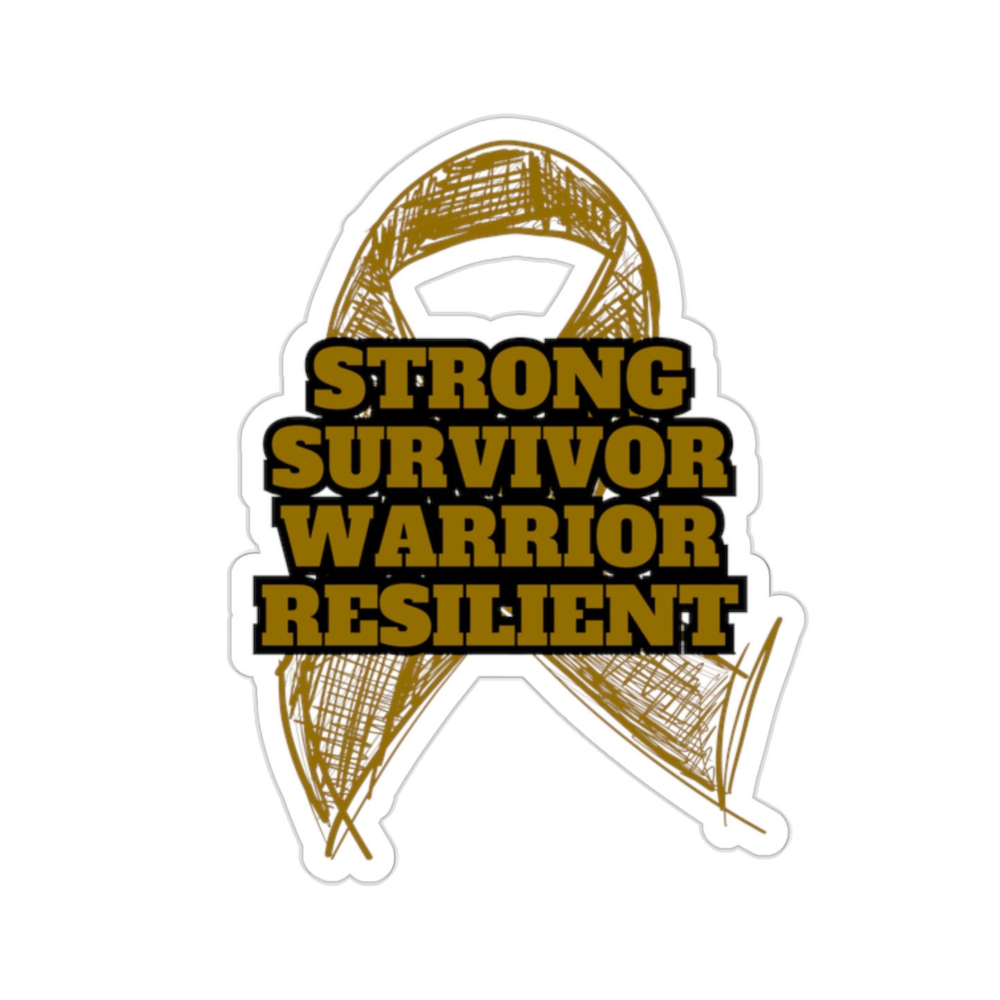 Strong Survivor Warrior Resilient Gold Ribbon Kiss-Cut Stickers