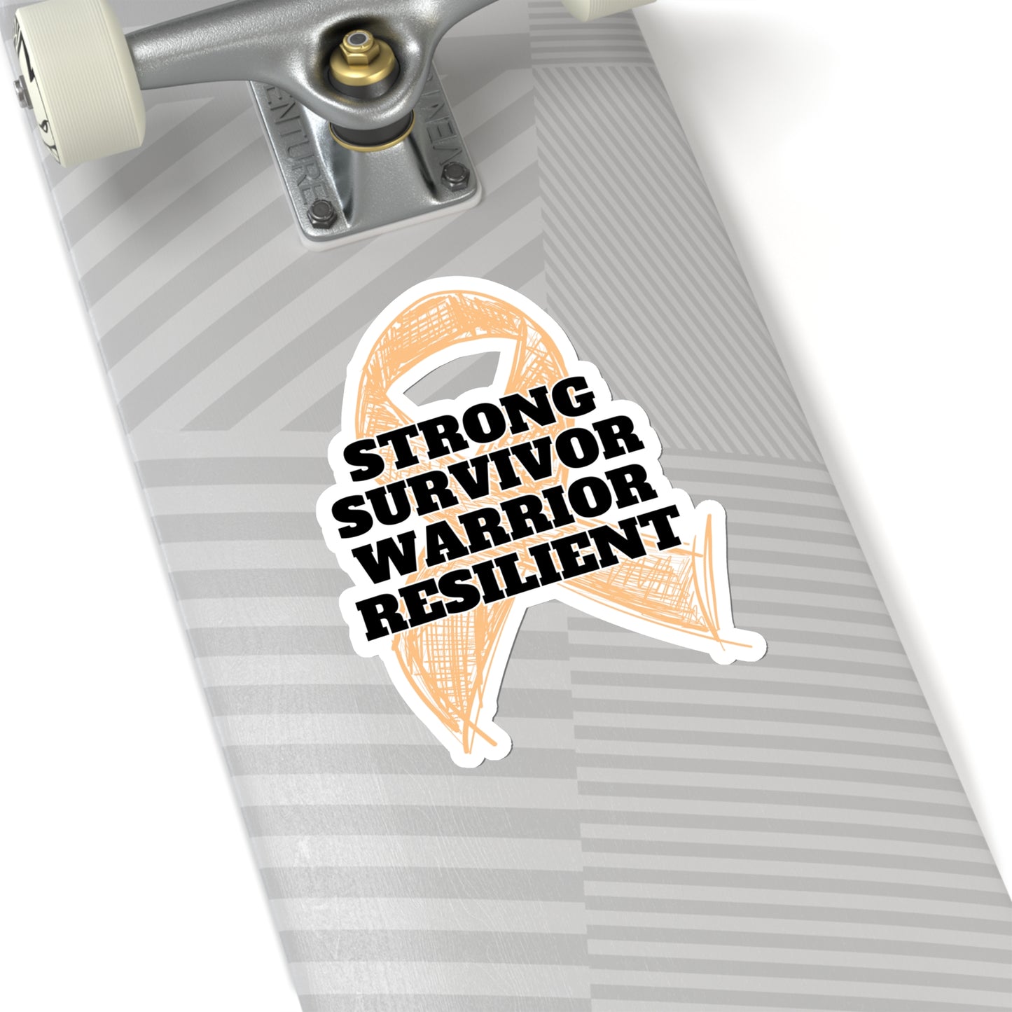 Strong Survivor Warrior Resilient Peach Ribbon Kiss-Cut Stickers