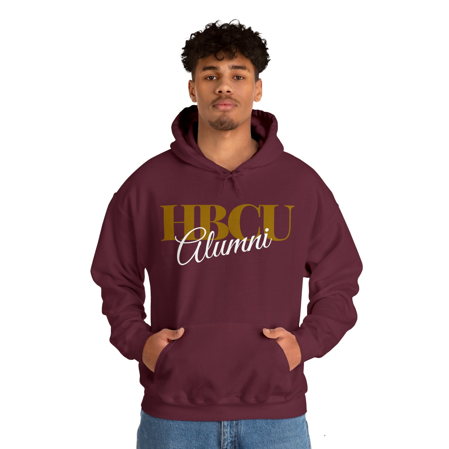 HBCU Alumni (Gold/White) Unisex Heavy Blend™ Hooded Sweatshirt