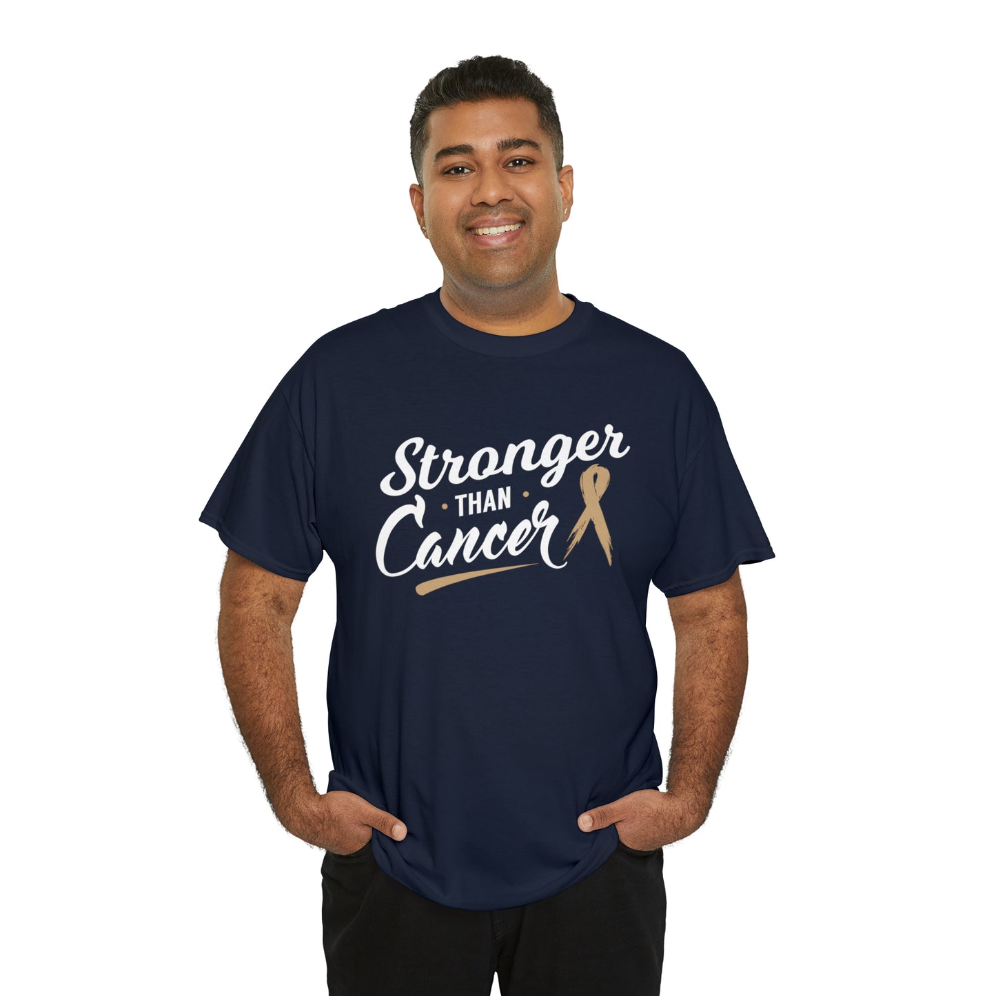 Stronger than Cancer Gold Ribbon Unisex Heavy Cotton Tee