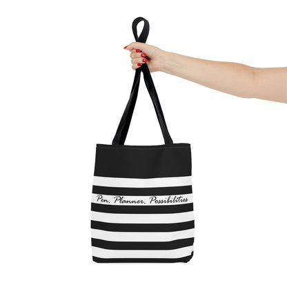 Pen Planner Possibilities Striped Tote Bag (3 Sizes Available)