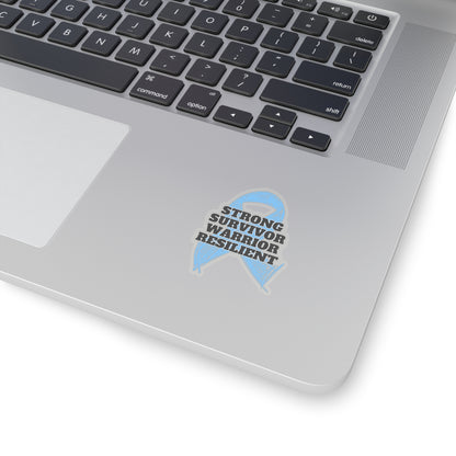 Strong Survivor Warrior Resilient Light Blue Ribbon Kiss-Cut Stickers