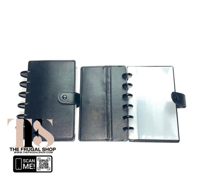 10 Cash Envelopes System | Organizer | Smooth Black Leather Discbound