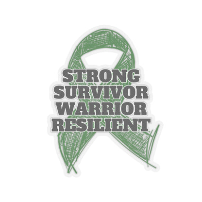 Strong Survivor Warrior Resilient Green Ribbon Kiss-Cut Stickers