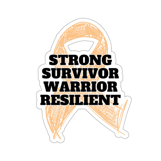 Strong Survivor Warrior Resilient Peach Ribbon Kiss-Cut Stickers