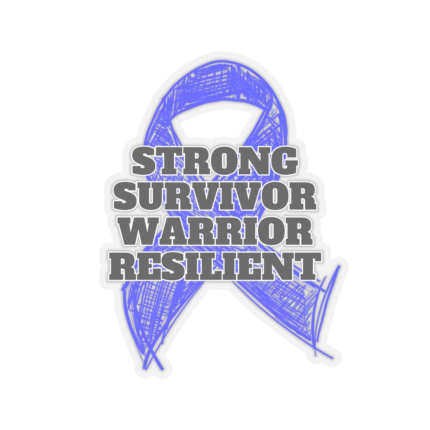 Strong Survivor Warrior Resilient Blue Ribbon Kiss-Cut Stickers