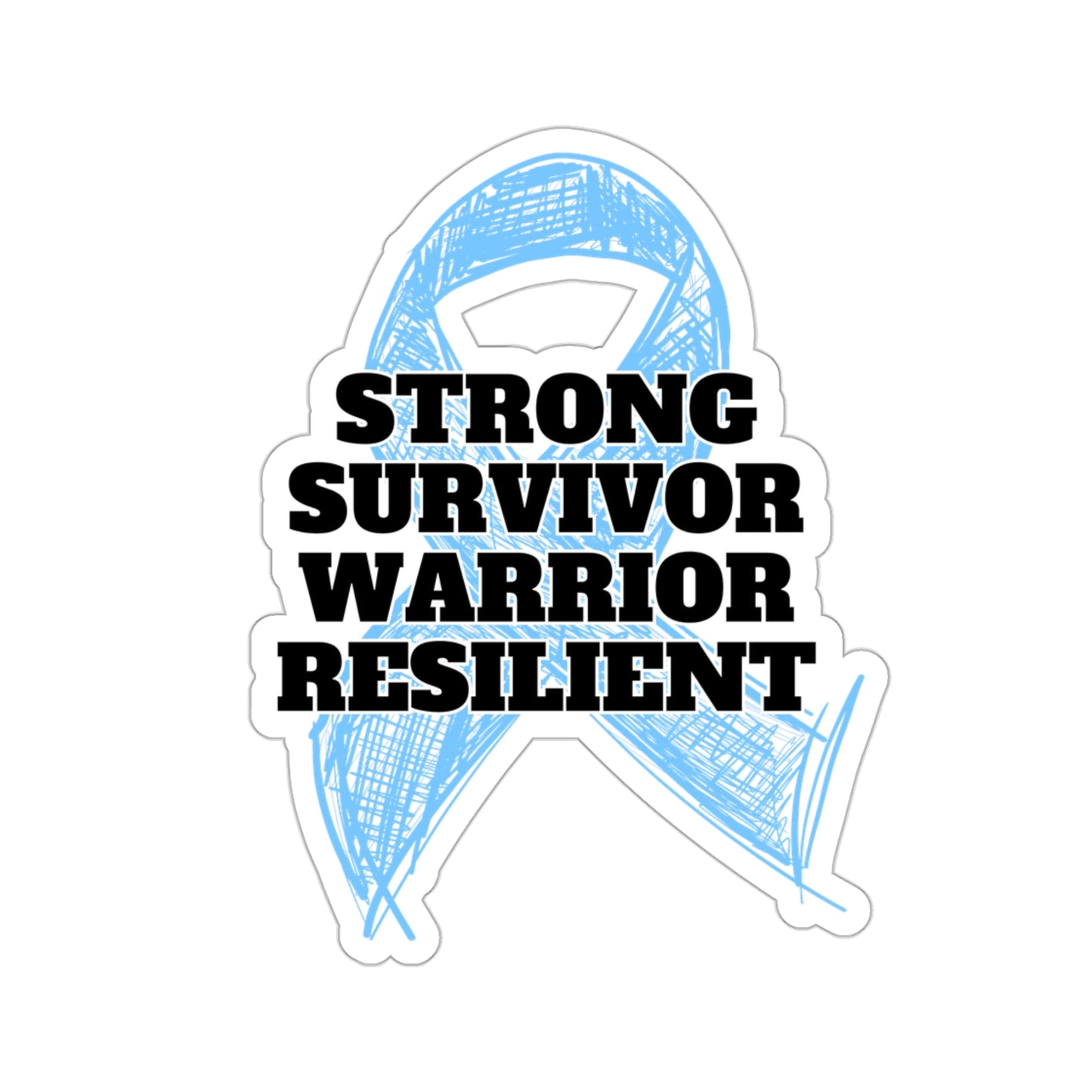 Strong Survivor Warrior Resilient Light Blue Ribbon Kiss-Cut Stickers