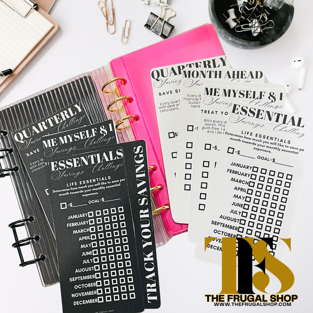 Acrylic Vertical Line Cash Envelope System with Printable Savings Challenge Bundle