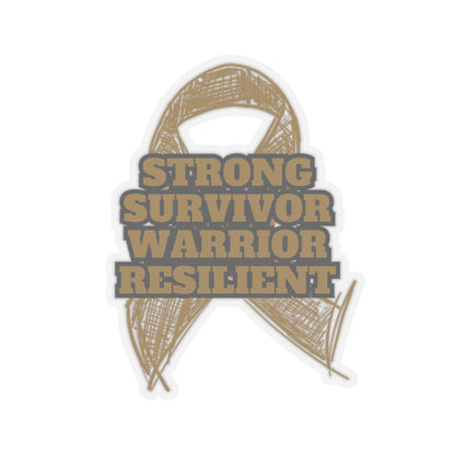 Strong Survivor Warrior Resilient Gold Ribbon Kiss-Cut Stickers