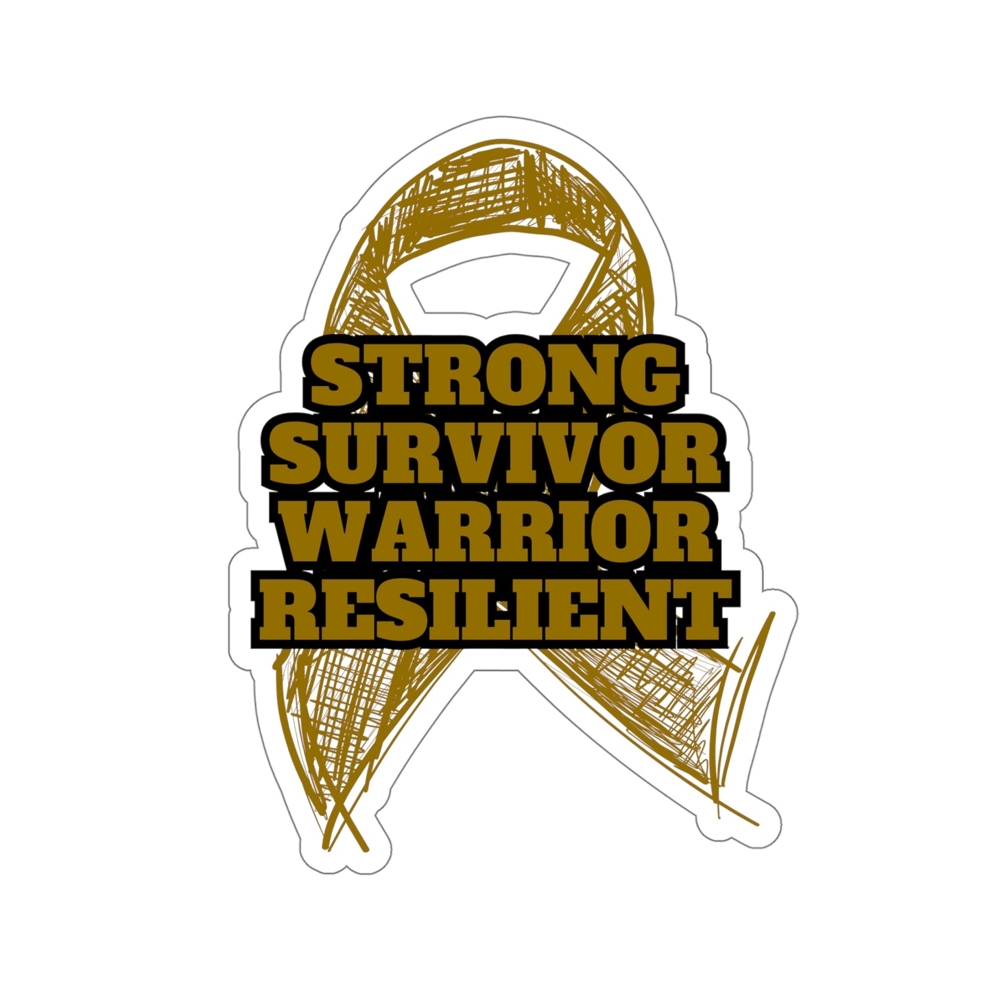 Strong Survivor Warrior Resilient Gold Ribbon Kiss-Cut Stickers