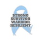 Strong Survivor Warrior Resilient Light Blue Ribbon Kiss-Cut Stickers