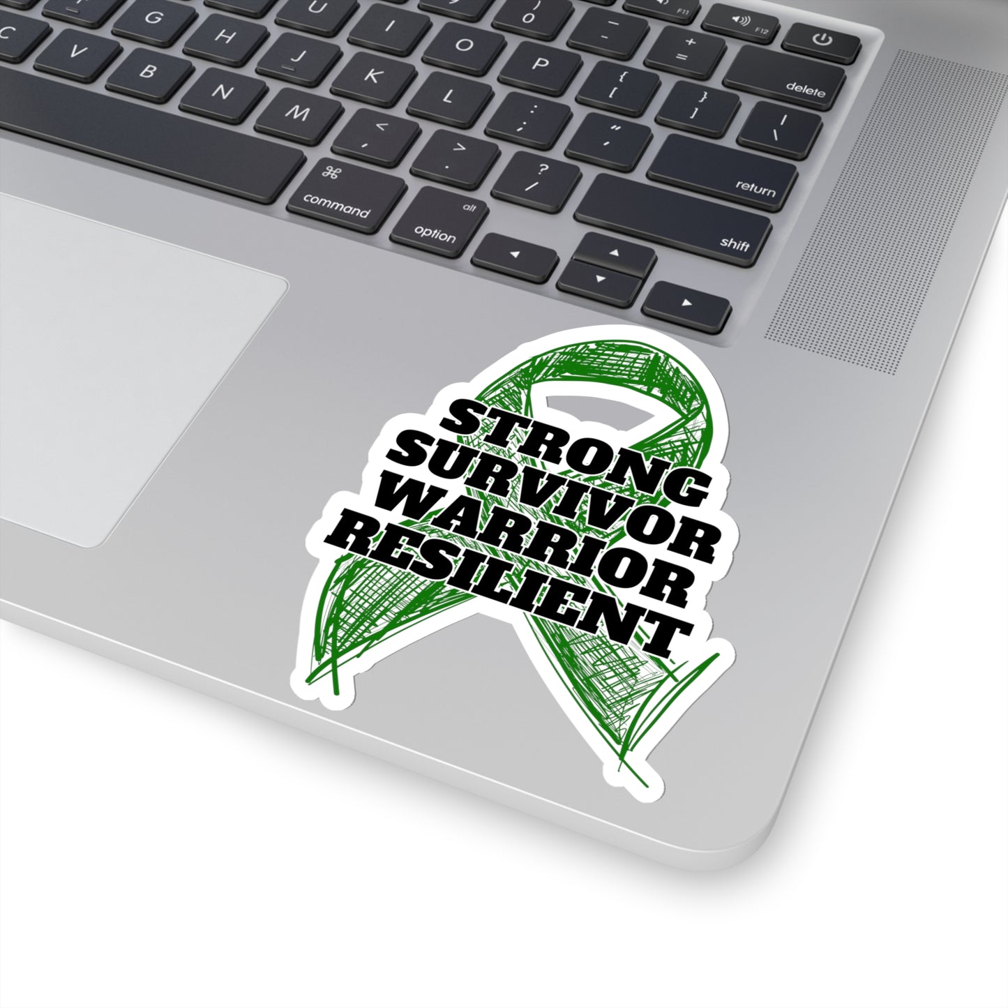 Strong Survivor Warrior Resilient Green Ribbon Kiss-Cut Stickers