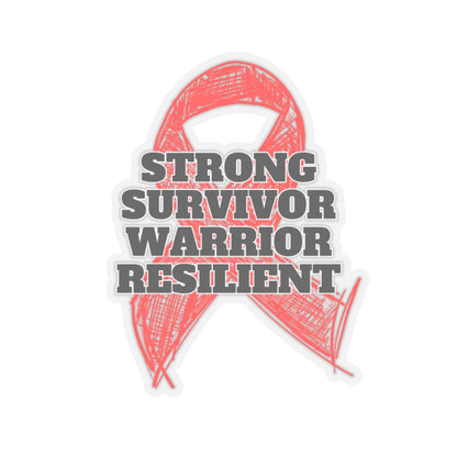 Strong Survivor Warrior Resilient Red Ribbon Kiss-Cut Stickers