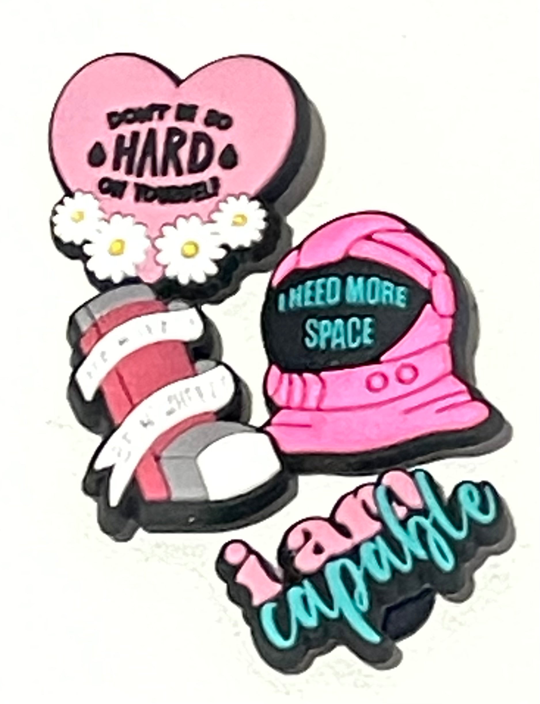  motivational charms on a white background