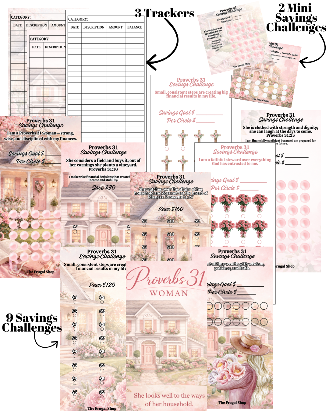 Proverbs 31 Woman Savings Challenge Bundle | Christian Budget Planner Printable