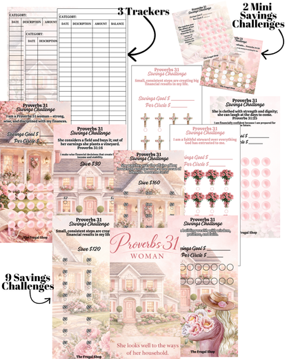 Proverbs 31 Woman Savings Challenge Bundle | Christian Budget Planner Printable