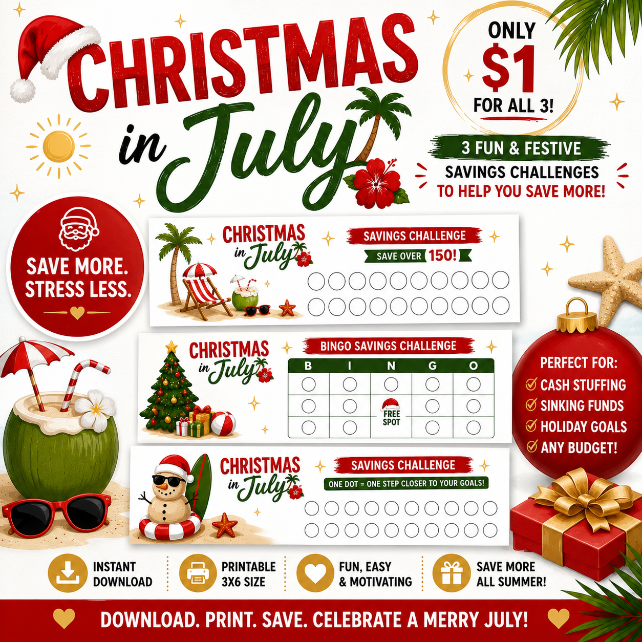 Christmas in July Savings Challenge Printable