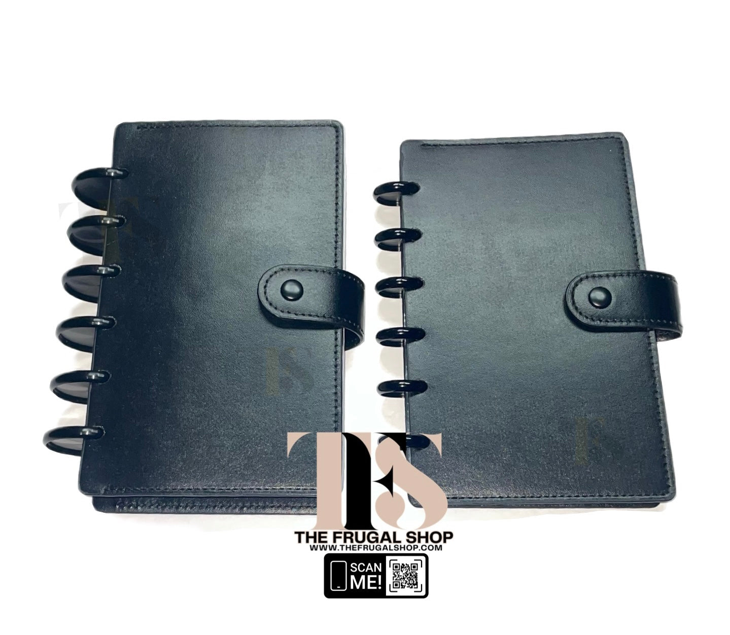 50 Cash Envelopes System | Organizer | Smooth Black Leather Discbound