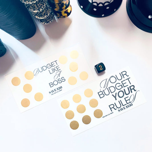 Smart Money Moves Minimalist Gold Scratch-Off Savings Challenge – Laminated Money Tracker