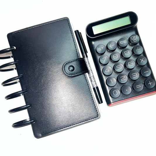 Budget System | 100 Cash Envelopes System | Organizer | Smooth Black Leather Discbound
 - Save $5,050 Savings Challenges |