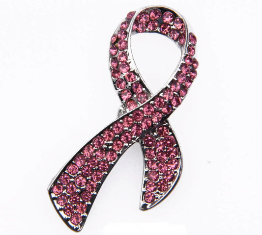Pink Ribbon Rhinestone Breast Cancer Awareness Shoe Charm