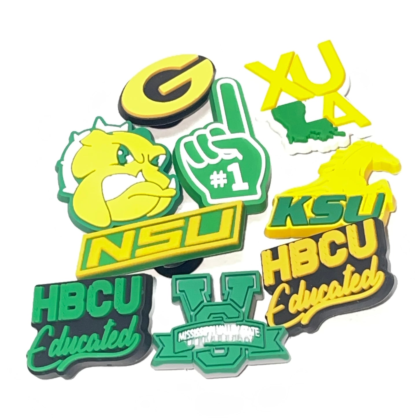 HBCU Educated Shoe Charms - Grambling, Kentucky State, Mississippi Valley, Wilberforce, Xavier