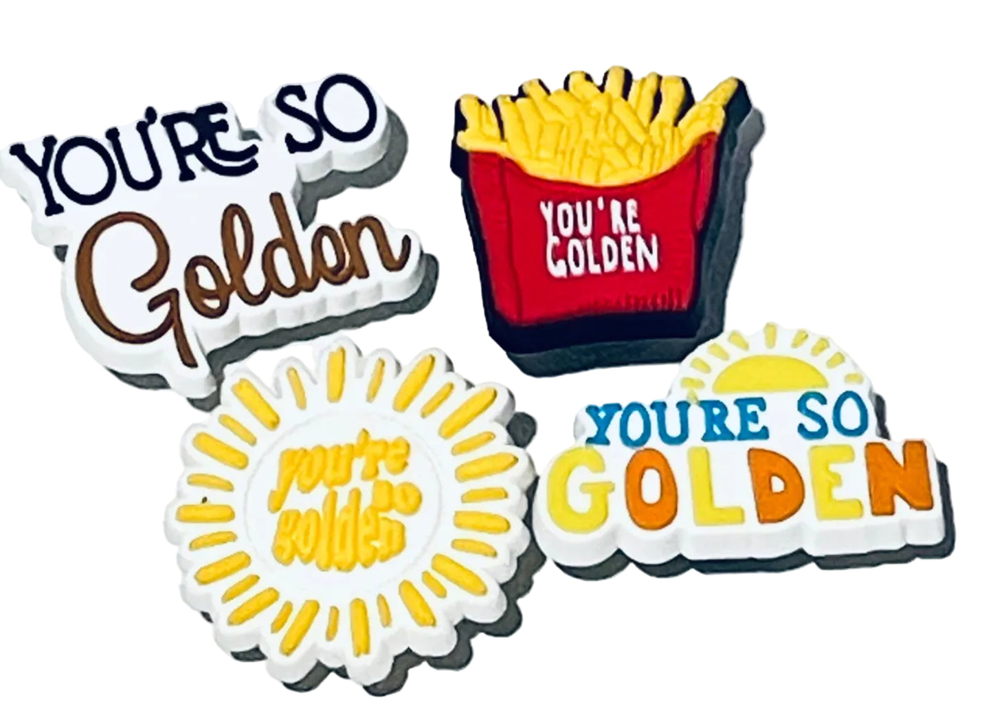Set of 'You're So Golden' themed stickers on a white background