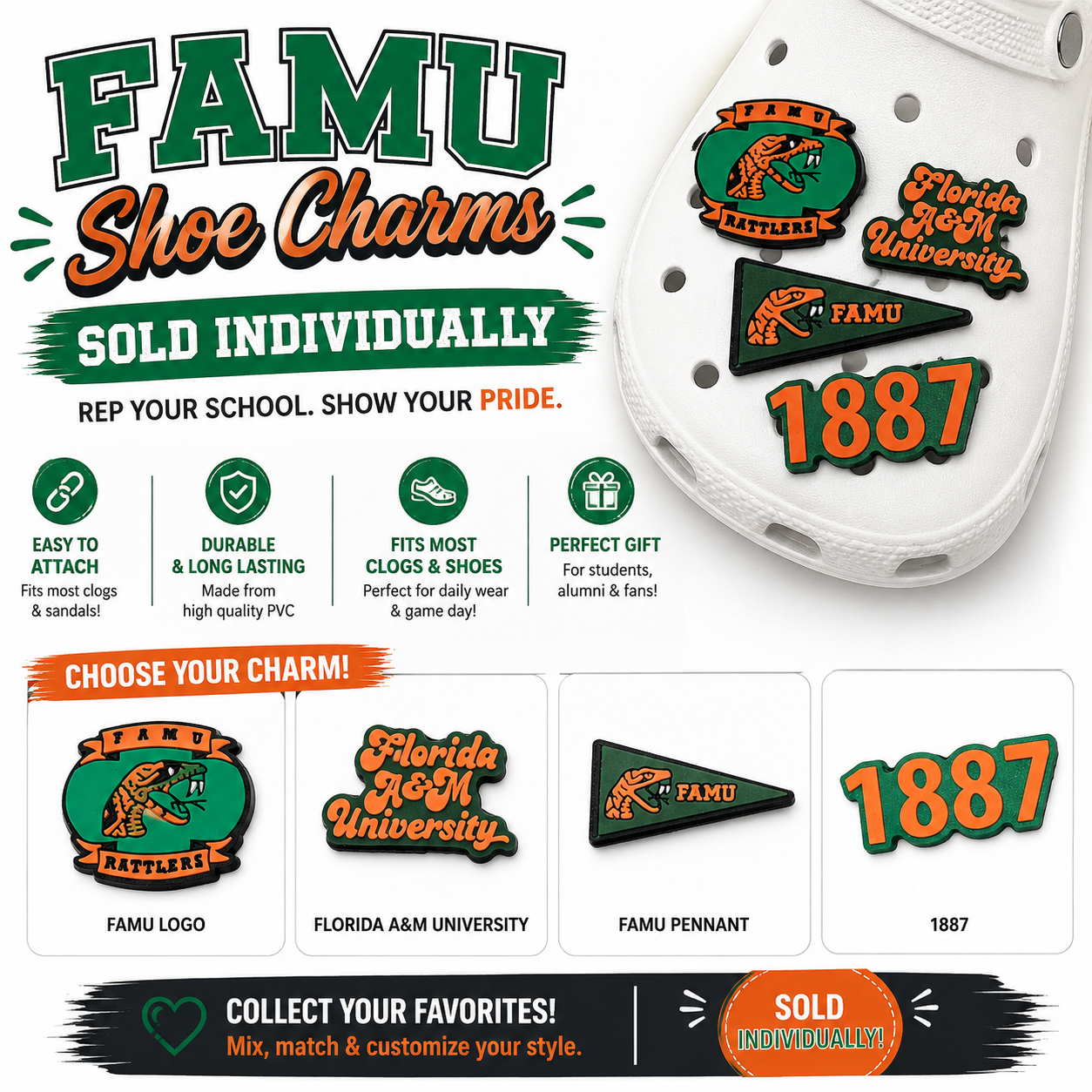HBCU Florida A&M  (FAMU) Shoe Charm