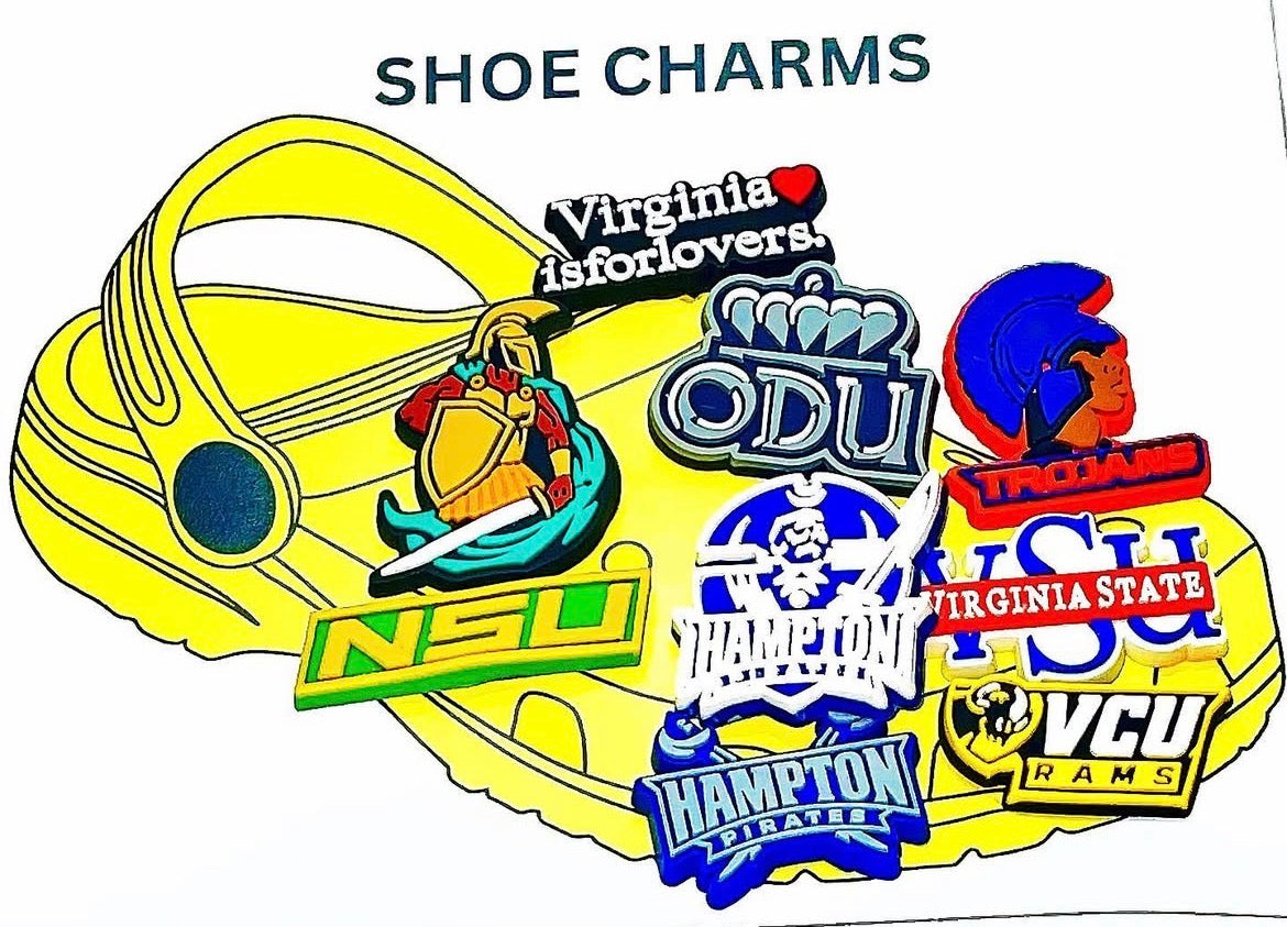 Virginia Universities is for Lovers Shoe Charms - Hampton, Norfolk, Old Dominion, Virginia Commonwealth, Virginia State