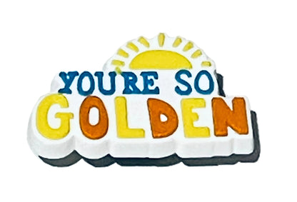 Embroidered patch with 'You're So Golden' text on a white background