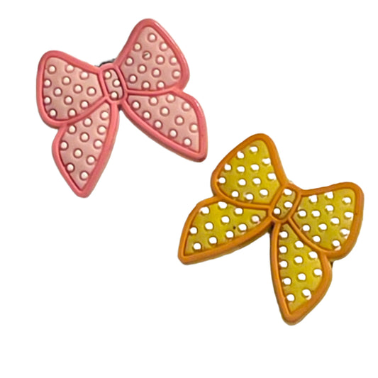 Yellow and Pink Pretty Bow Shoe Charms