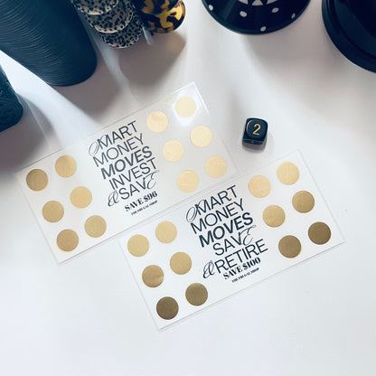 Smart Money Moves Minimalist Gold Scratch-Off Savings Challenge – Laminated Money Tracker