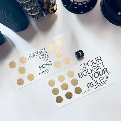 Smart Money Moves Minimalist Gold Scratch-Off Savings Challenge – Laminated Money Tracker