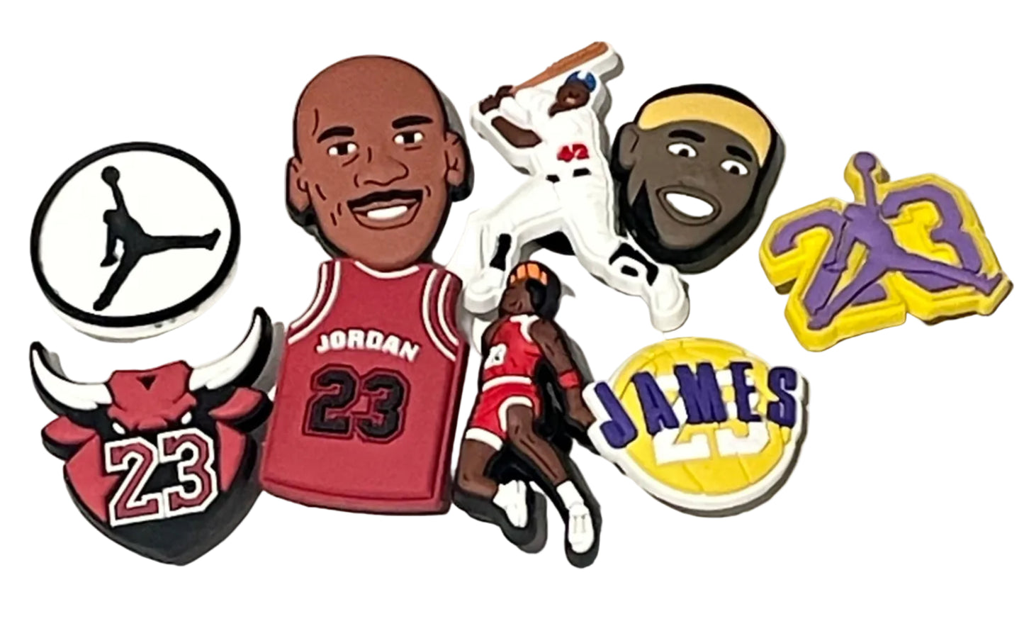Legend Sports Leaders Jackie Robinson, Michael Jordan, Lebron James Shoe Charms
