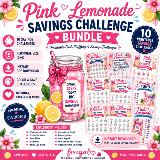 Pink Lemonade Savings Challenge Printable Bundle