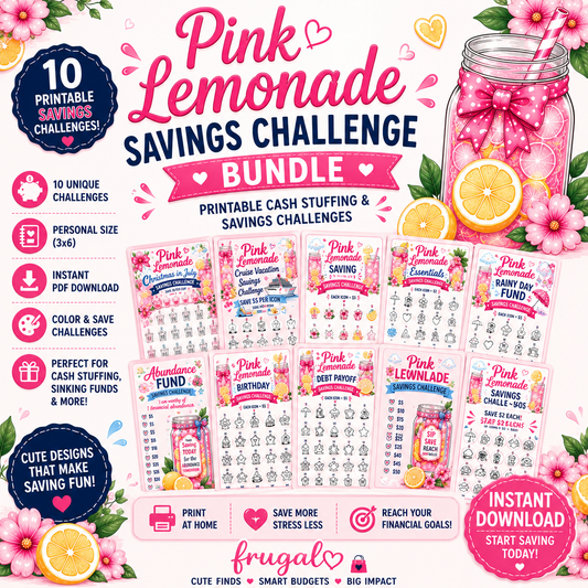 Pink Lemonade Savings Challenge Printable Bundle