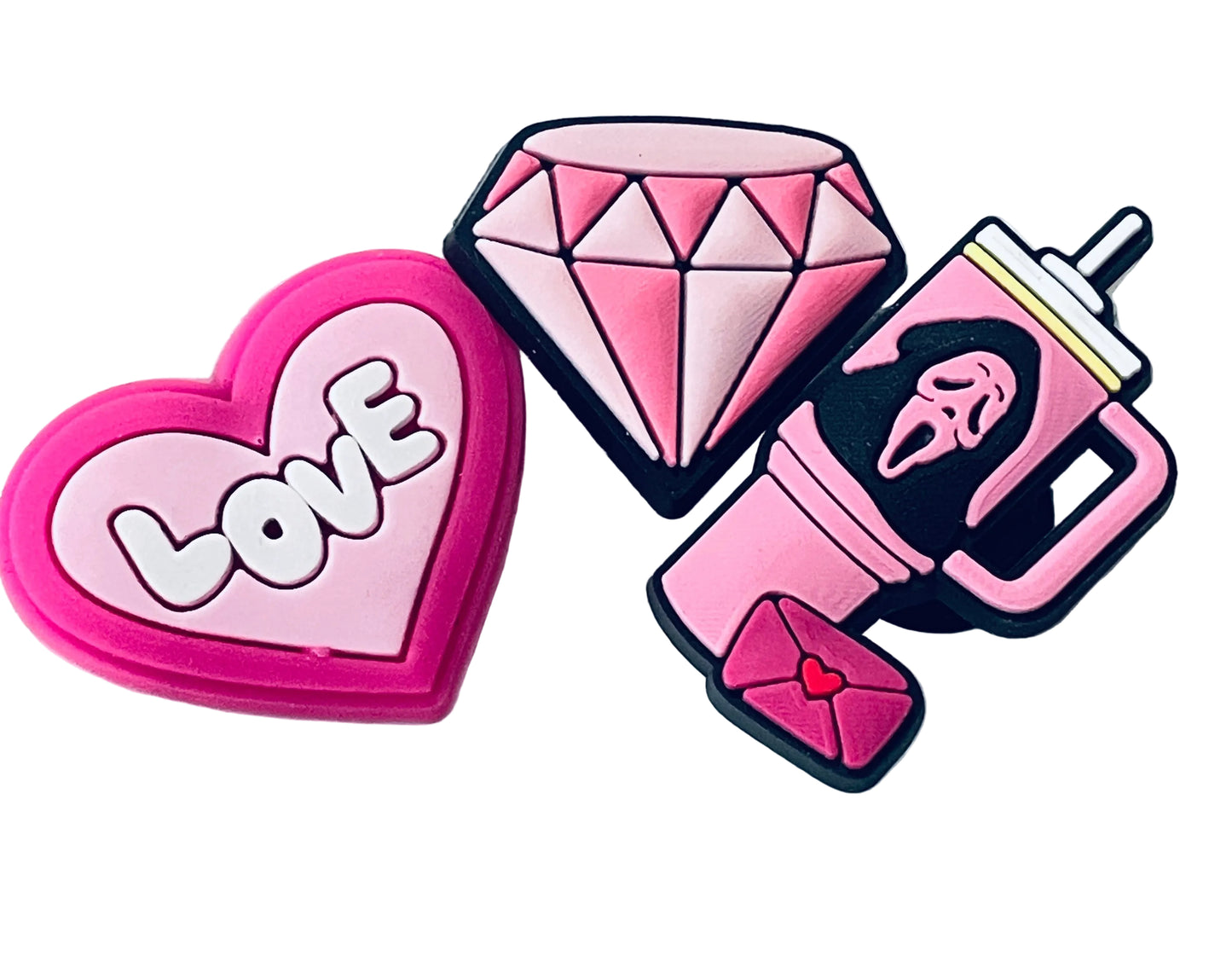 Pink Heart Gem Tumbler Shoe Charms