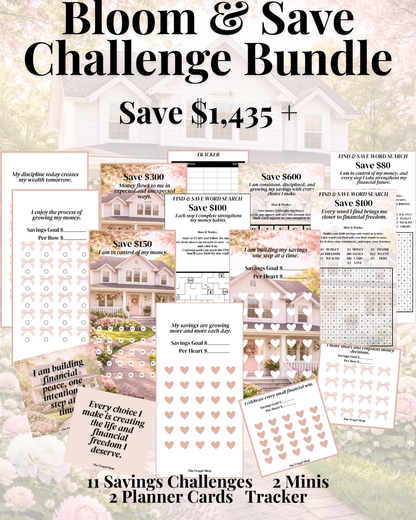 Bloom & Save: Ultimate Savings Challenge Bundle | Cash Stuffing Printable | Budget Planner & Money Saving Kit