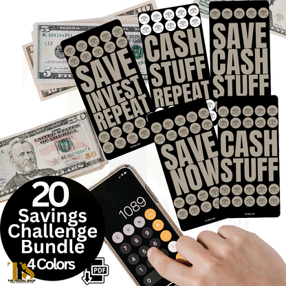 Save Cash Stuff Repeat Savings Challenge Bundle – Printable Savings Challange plus Dashboard