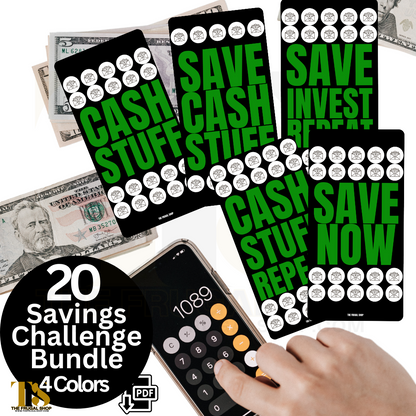Save Cash Stuff Repeat Savings Challenge Bundle – Printable Savings Challange plus Dashboard
