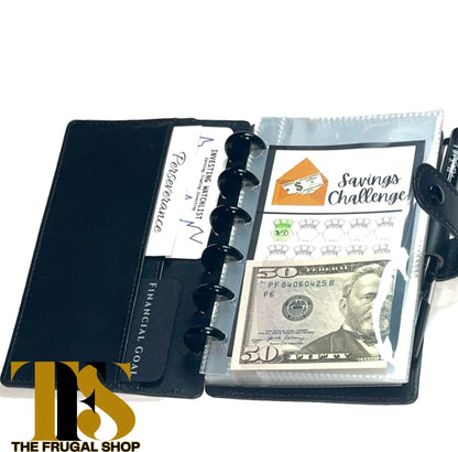 10 Cash Envelopes System | Organizer | Smooth Black Leather Discbound