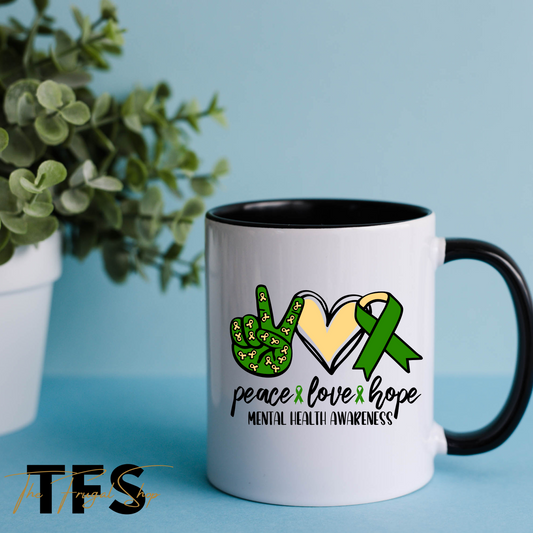 Peace Love Hope Mental Health Awareness Coffee Mug