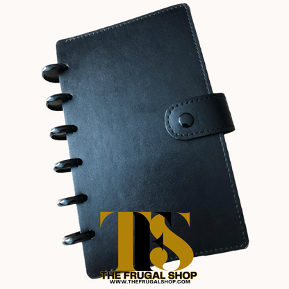 10 Cash Envelopes System | Organizer | Smooth Black Leather Discbound