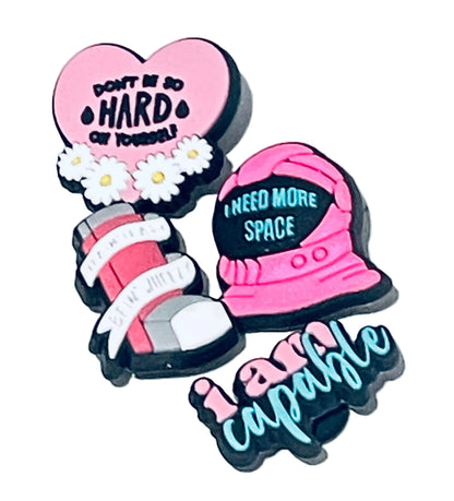 affirmation motivational pins on a white background