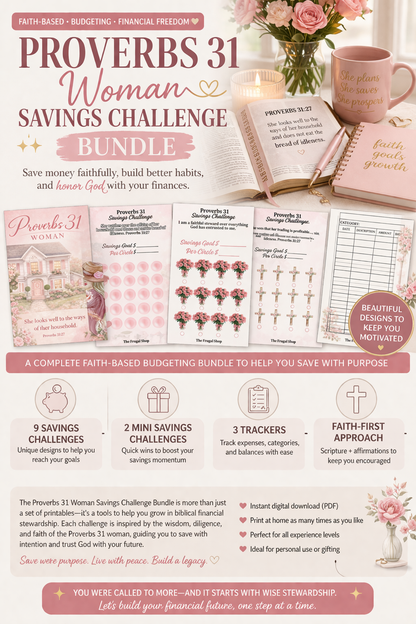 Proverbs 31 Woman Savings Challenge Bundle | Christian Budget Planner Printable