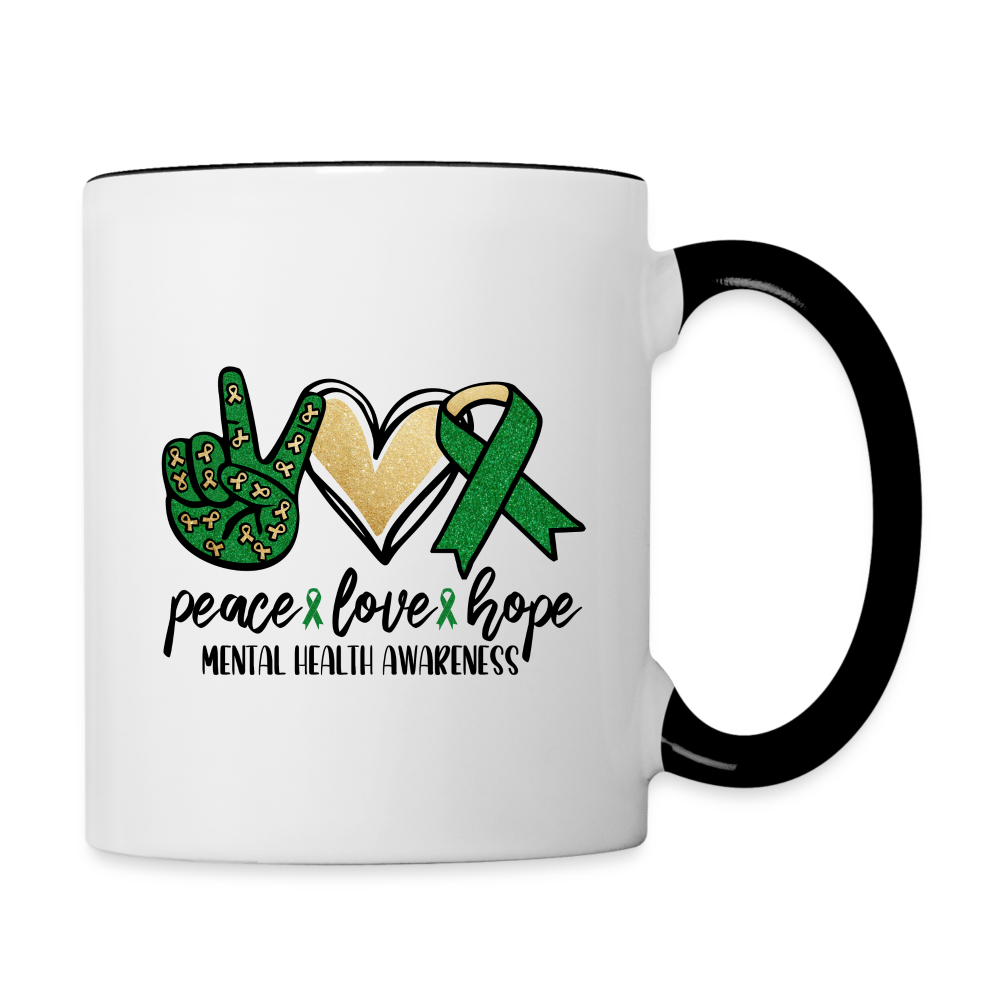 Peace Love Hope Mental Health Awareness Coffee Mug - white/black