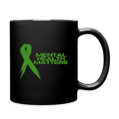 Mental Health Awareness Green Ribbon Awareness Black Mug - black