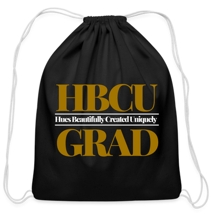HBCU Hues Created Beautifully Uniquely (Gold) Cotton Drawstring Bag - black